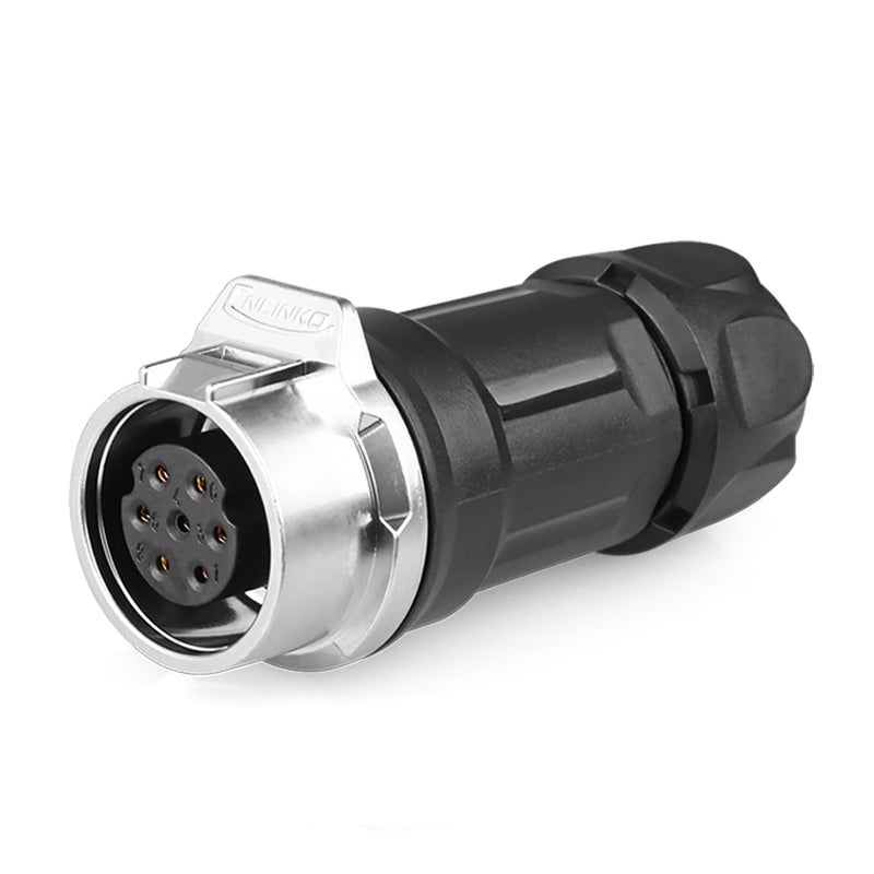 CNLINKO LP-16 7 PIN Industrial Waterproof Connector, IP68 Circular Connector, PBT Plastic Shell Quick Plug Aviation Connector M16 Male Plug and Female Plug (7 Pin） - Image 3